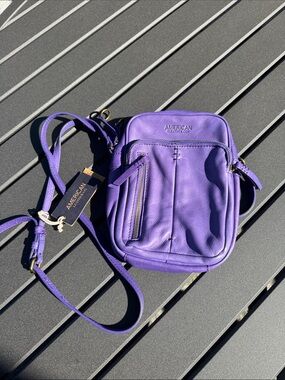 American Leather Co. Purple Leather Crossbody Bag